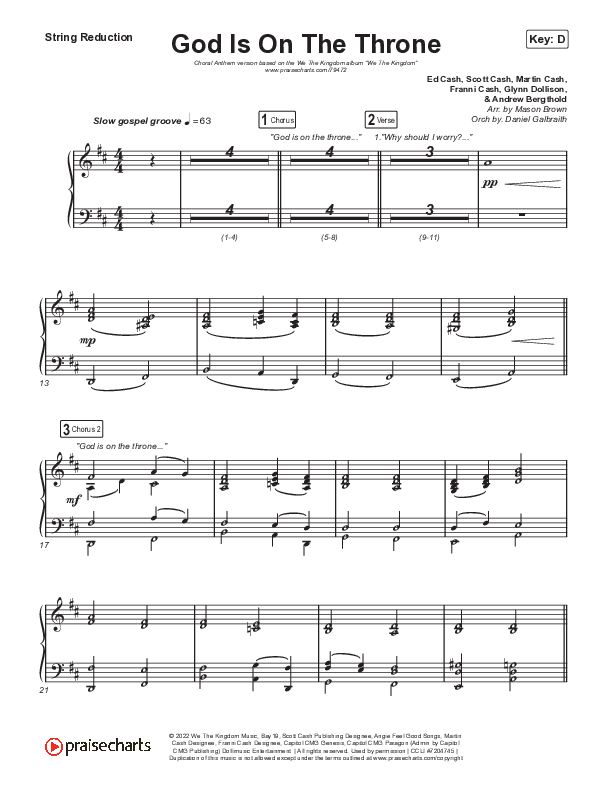 God Is On The Throne (Choral Anthem SATB) String Reduction (We The Kingdom / Arr. Mason Brown)