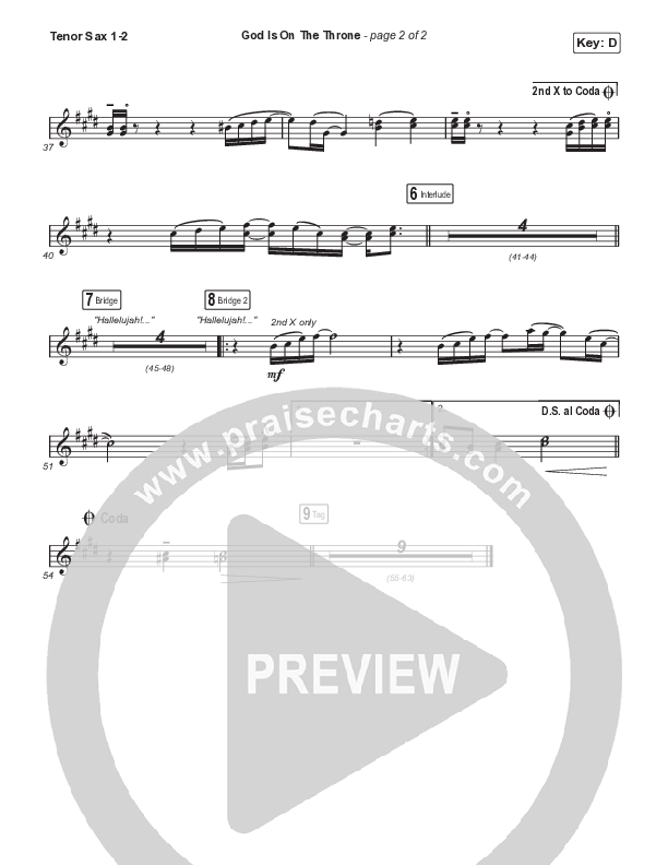 God Is On The Throne (Choral Anthem SATB) Tenor Sax 1,2 (We The Kingdom / Arr. Mason Brown)