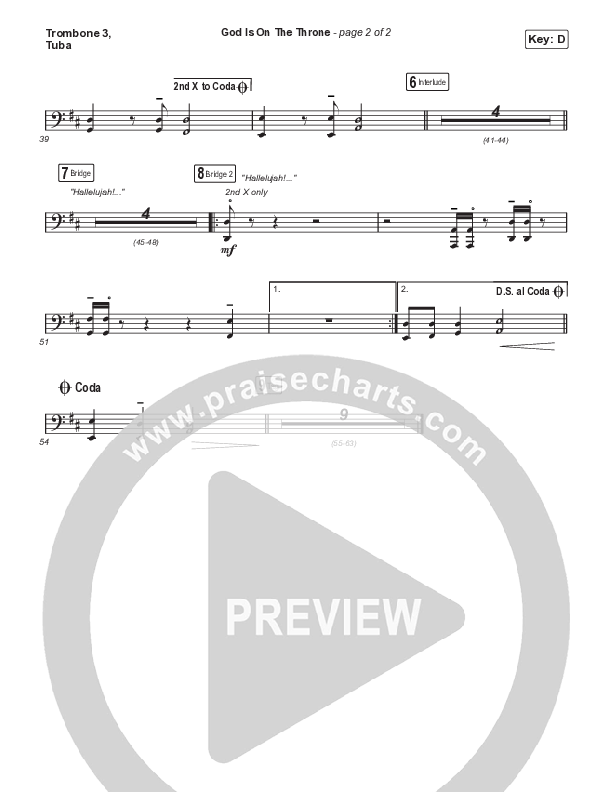 God Is On The Throne (Choral Anthem SATB) Trombone 3/Tuba (We The Kingdom / Arr. Mason Brown)