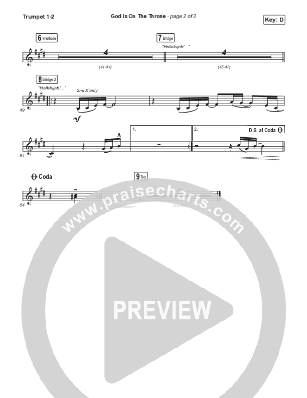God Is On The Throne (Choral Anthem SATB) Trumpet 1,2 (We The Kingdom / Arr. Mason Brown)