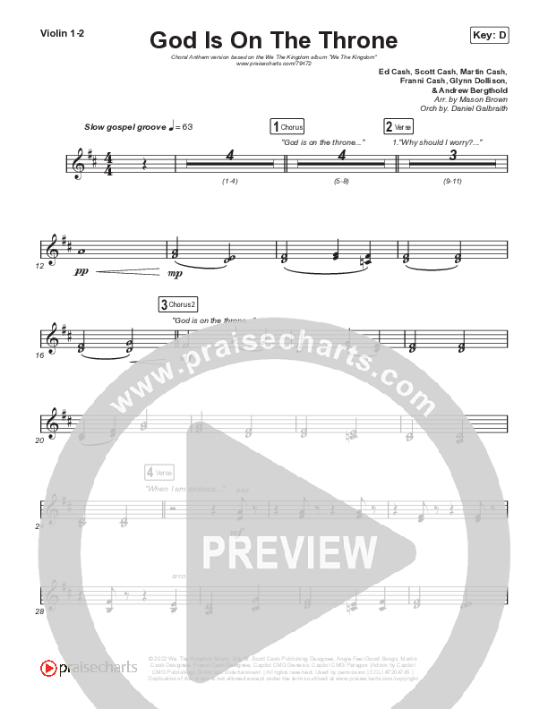 God Is On The Throne (Choral Anthem SATB) String Pack (We The Kingdom / Arr. Mason Brown)