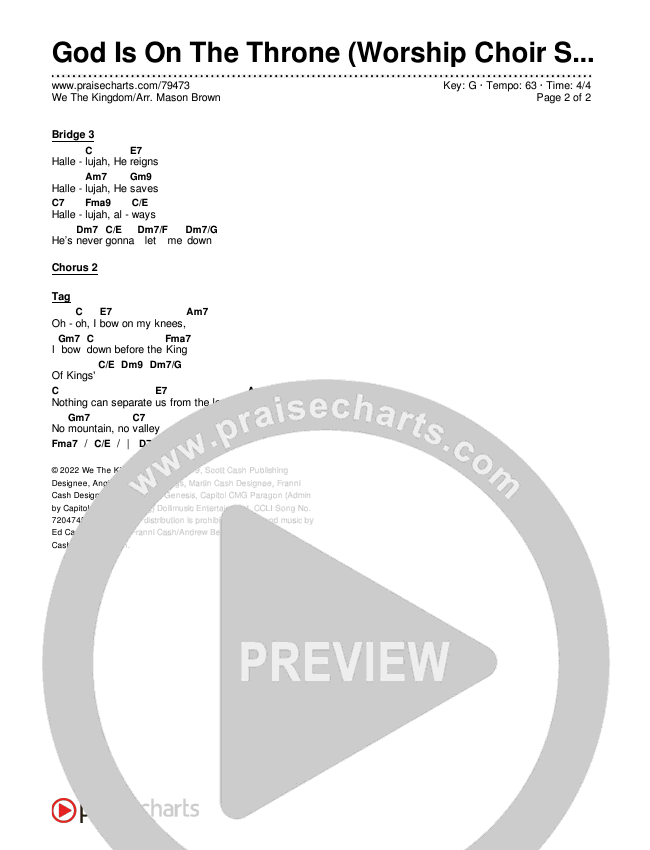 God Is On The Throne (Worship Choir SAB) Chords & Lyrics (We The Kingdom / Arr. Mason Brown)