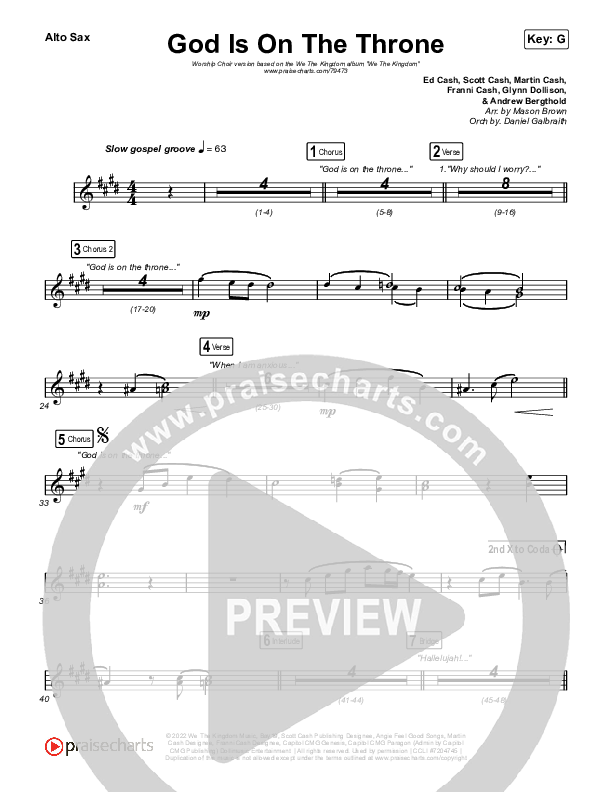God Is On The Throne (Worship Choir SAB) Sax Pack (We The Kingdom / Arr. Mason Brown)
