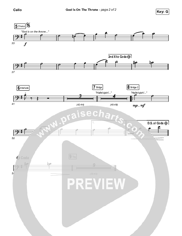 God Is On The Throne (Worship Choir SAB) Cello (We The Kingdom / Arr. Mason Brown)