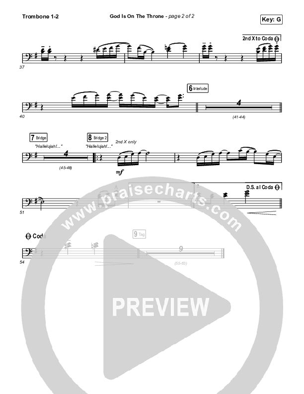 God Is On The Throne (Worship Choir SAB) Trombone 1/2 (We The Kingdom / Arr. Mason Brown)