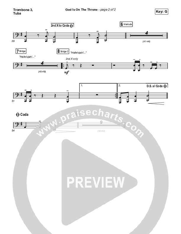 God Is On The Throne (Worship Choir SAB) Trombone 3/Tuba (We The Kingdom / Arr. Mason Brown)