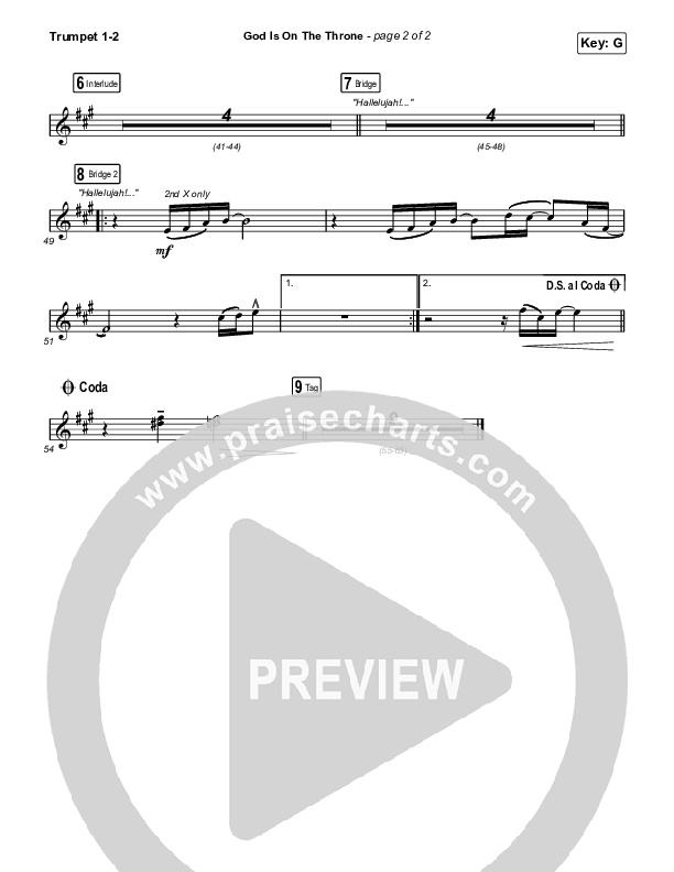 God Is On The Throne (Worship Choir SAB) Trumpet 1,2 (We The Kingdom / Arr. Mason Brown)