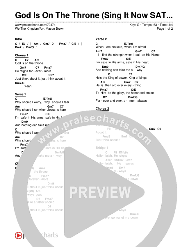 God Is On The Throne (Sing It Now SATB) Chords & Lyrics (We The Kingdom / Arr. Mason Brown)
