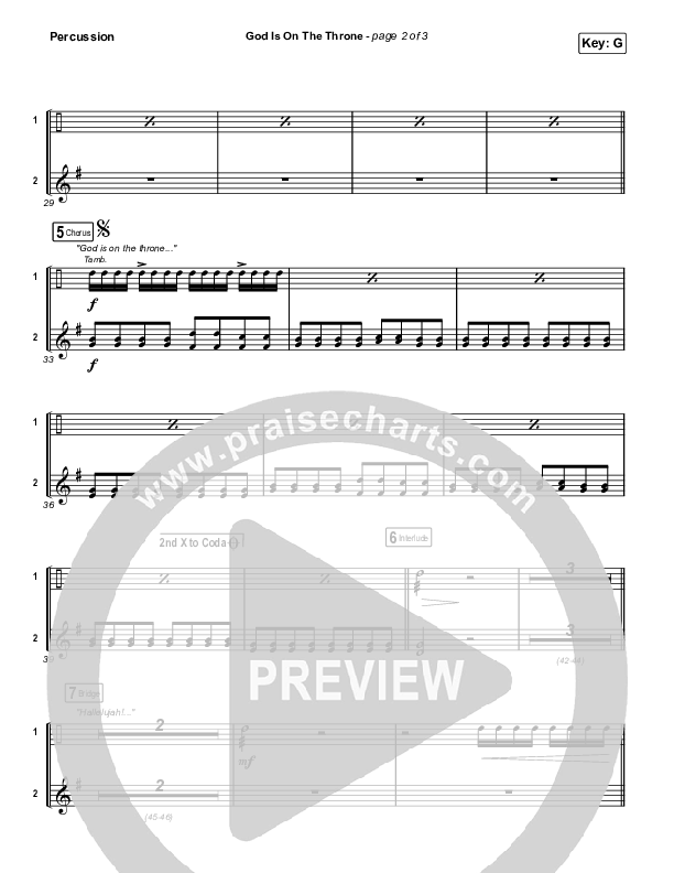 God Is On The Throne (Sing It Now SATB) Percussion (We The Kingdom / Arr. Mason Brown)