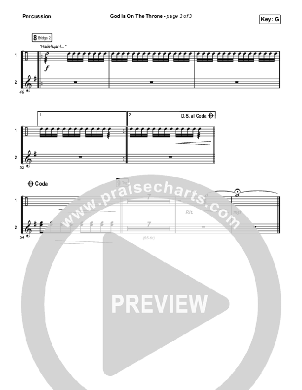 God Is On The Throne (Sing It Now SATB) Percussion (We The Kingdom / Arr. Mason Brown)