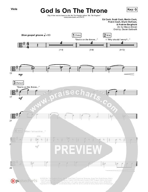 God Is On The Throne (Sing It Now SATB) String Pack (We The Kingdom / Arr. Mason Brown)