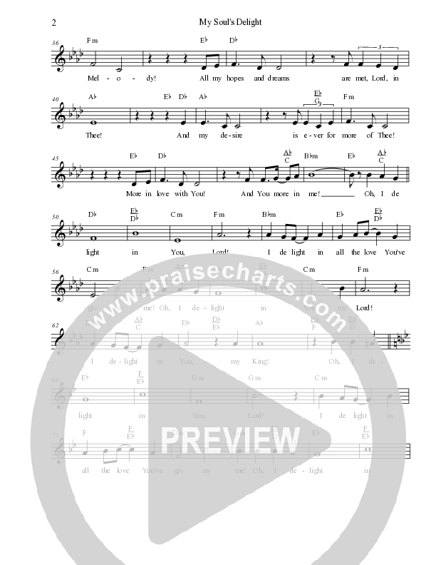 My Soul’s Delight Lead Sheet (Melody) (Dennis Jernigan)