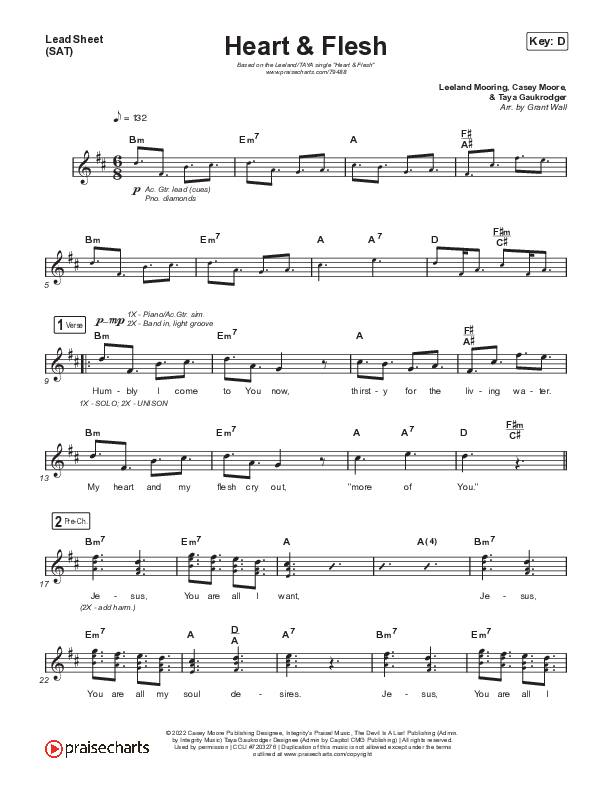 Heart & Flesh Lead Sheet (SAT) (Leeland / TAYA)