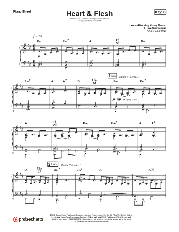 Heart & Flesh Piano Sheet (Leeland / TAYA)