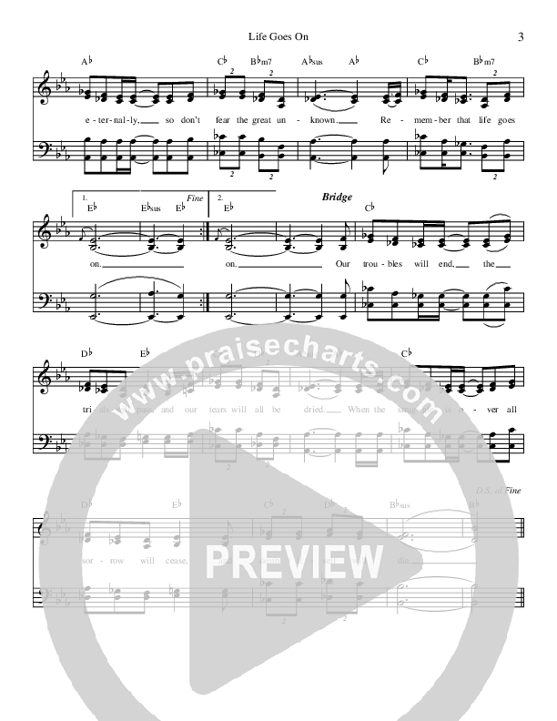 Life Goes On Lead Sheet (The Talley Trio)