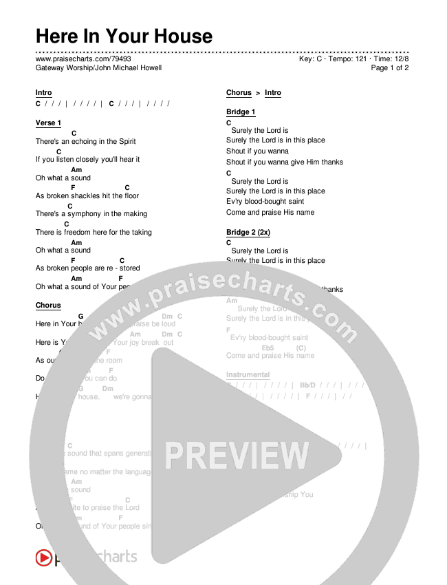 Here In Your House Chords & Lyrics (Gateway Worship / John Michael Howell)