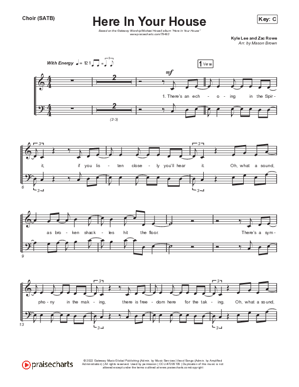 Here In Your House Choir Sheet (SATB) (Gateway Worship / John Michael Howell)