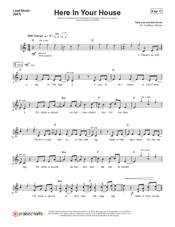 Here In Your House Lead Sheet (SAT) (Gateway Worship / John Michael Howell)
