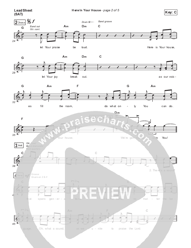 Here In Your House Lead Sheet (SAT) (Gateway Worship / John Michael Howell)