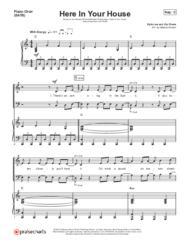 Here In Your House Sheet Music PDF (Gateway Worship / John Michael