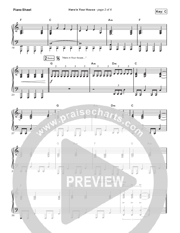 Here In Your House Piano Sheet (Gateway Worship / John Michael Howell)