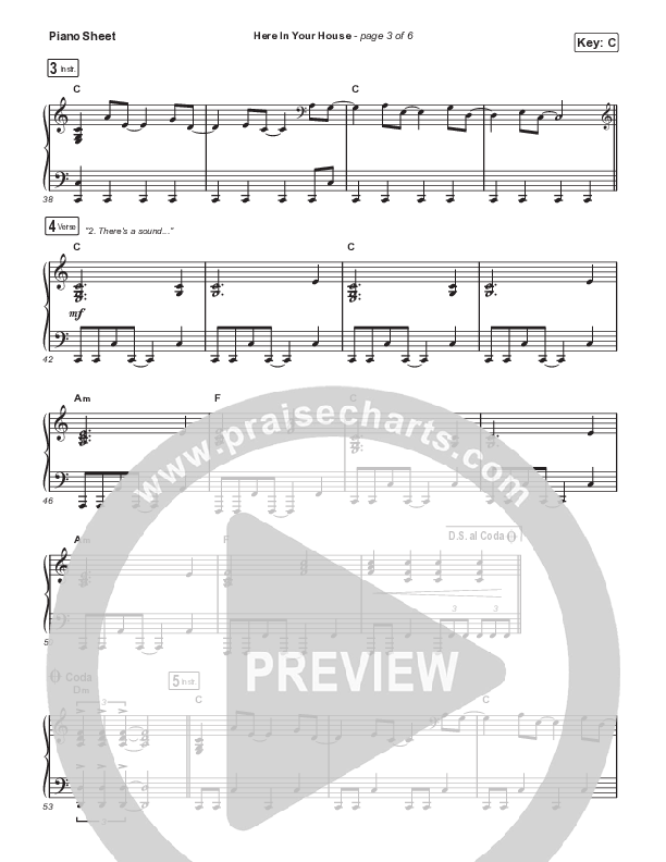 Here In Your House Piano Sheet (Gateway Worship / John Michael Howell)