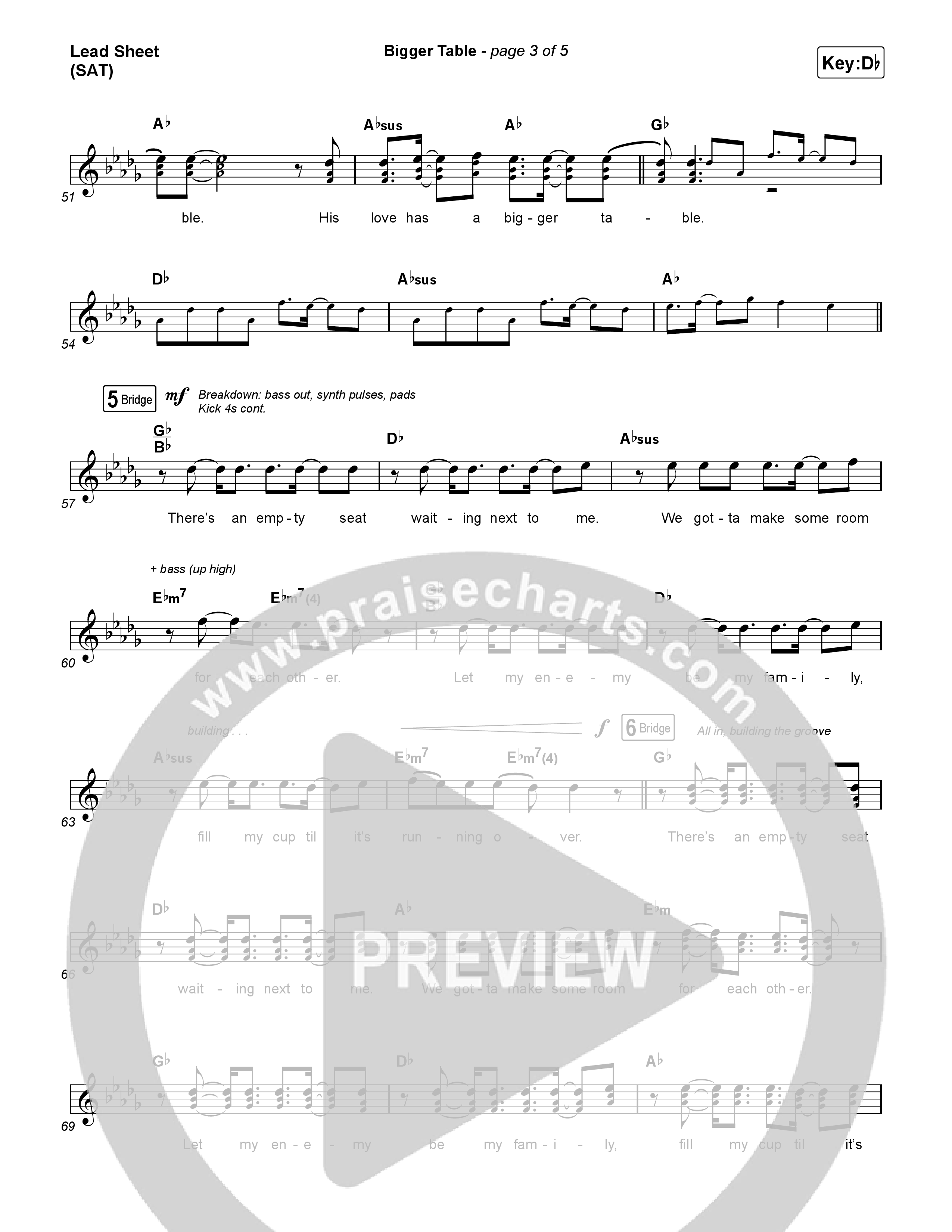 Bigger Table Lead Sheet (SAT) (Matt Maher)