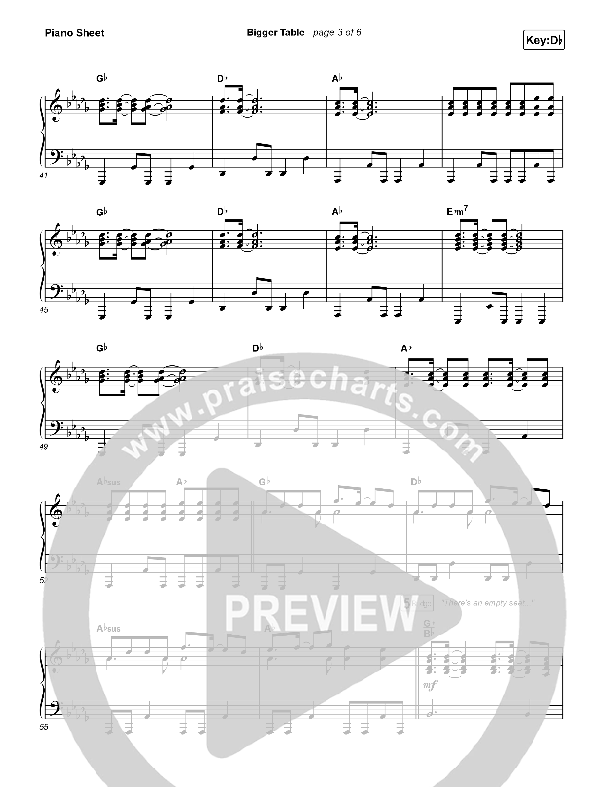 Bigger Table Piano Sheet (Matt Maher)