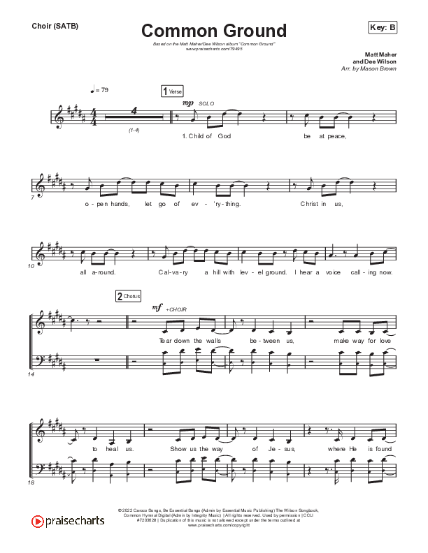 Common Ground Choir Sheet (SATB) (Matt Maher / Dee Wilson)
