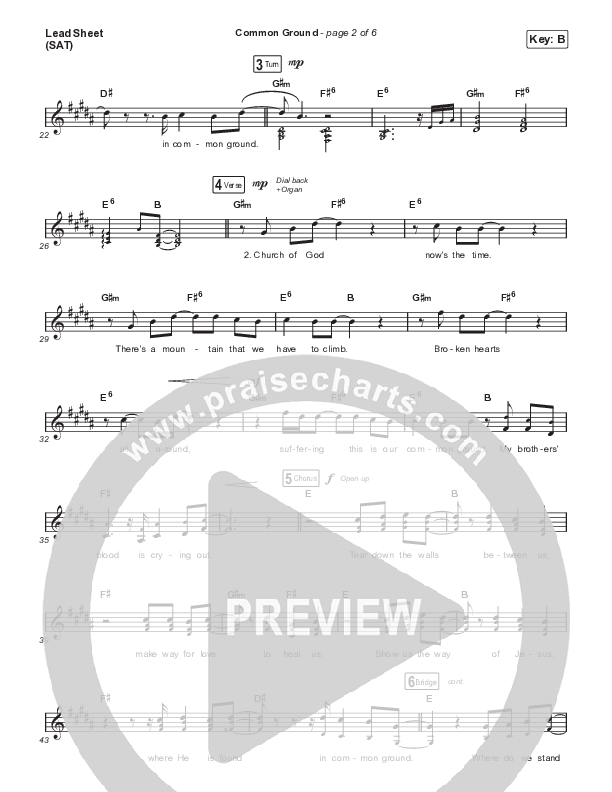 Common Ground Lead Sheet (SAT) (Matt Maher / Dee Wilson)