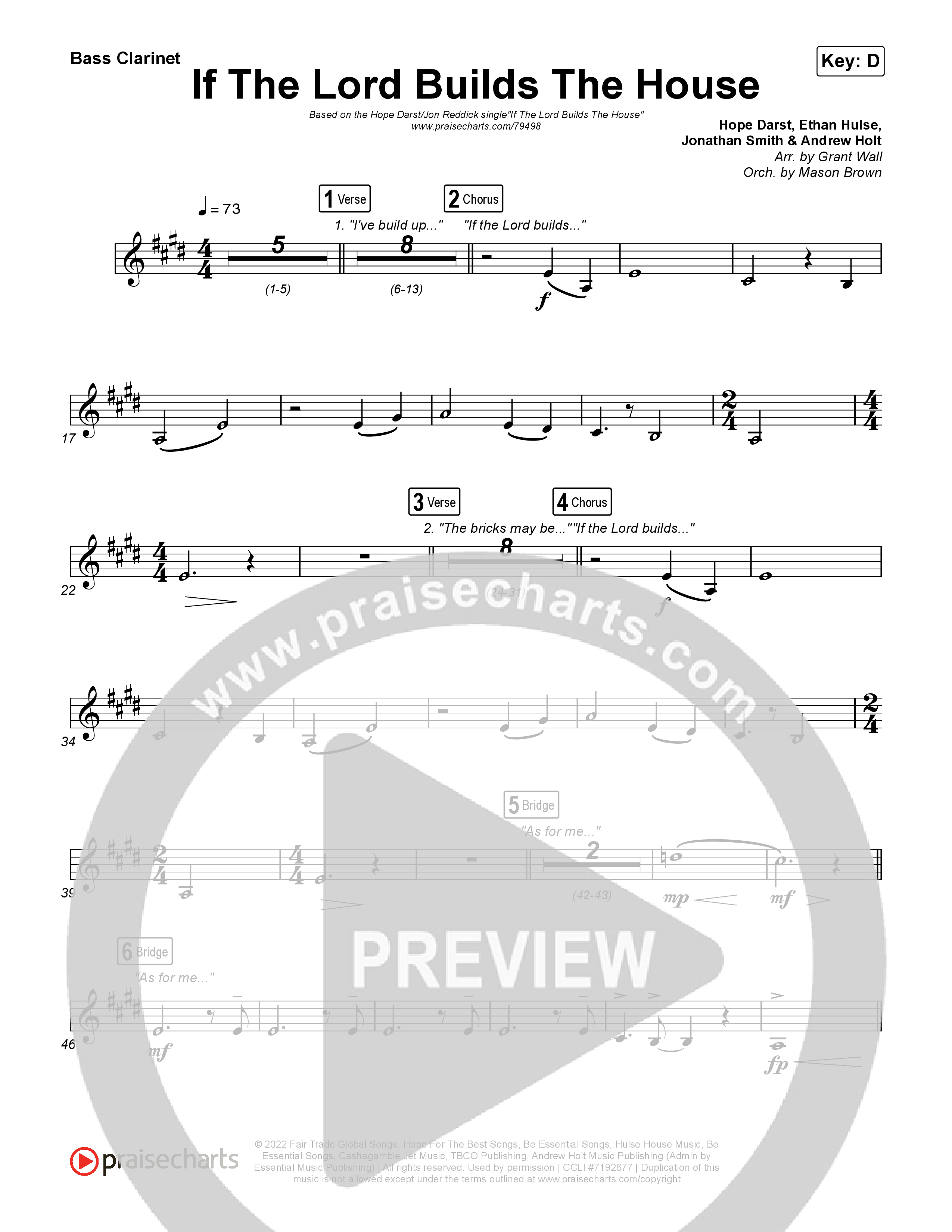 If The Lord Builds The House Bass Clarinet (Hope Darst / Jon Reddick)