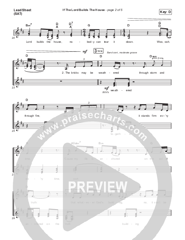 If The Lord Builds The House Lead Sheet (SAT) (Hope Darst / Jon Reddick)