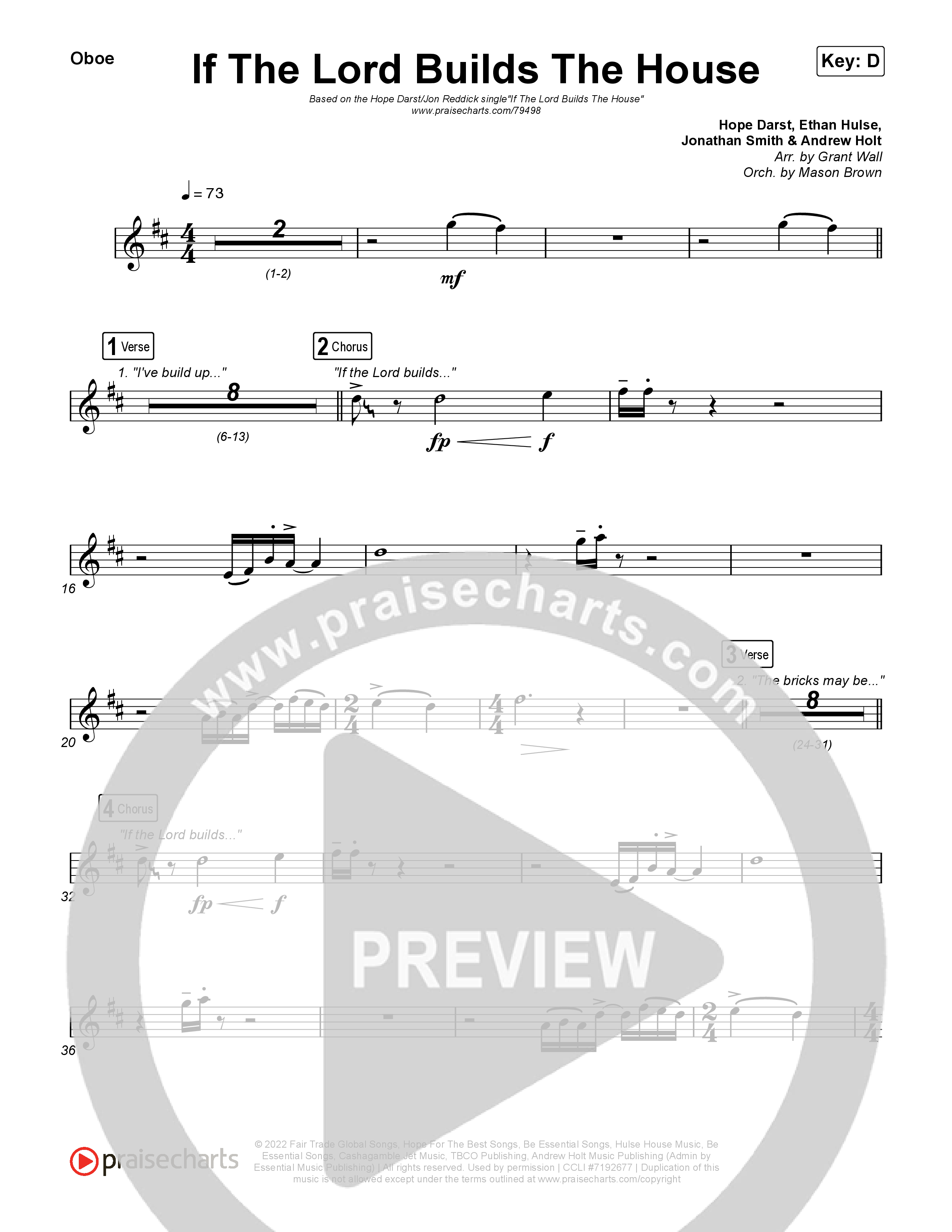 If The Lord Builds The House Oboe (Hope Darst / Jon Reddick)