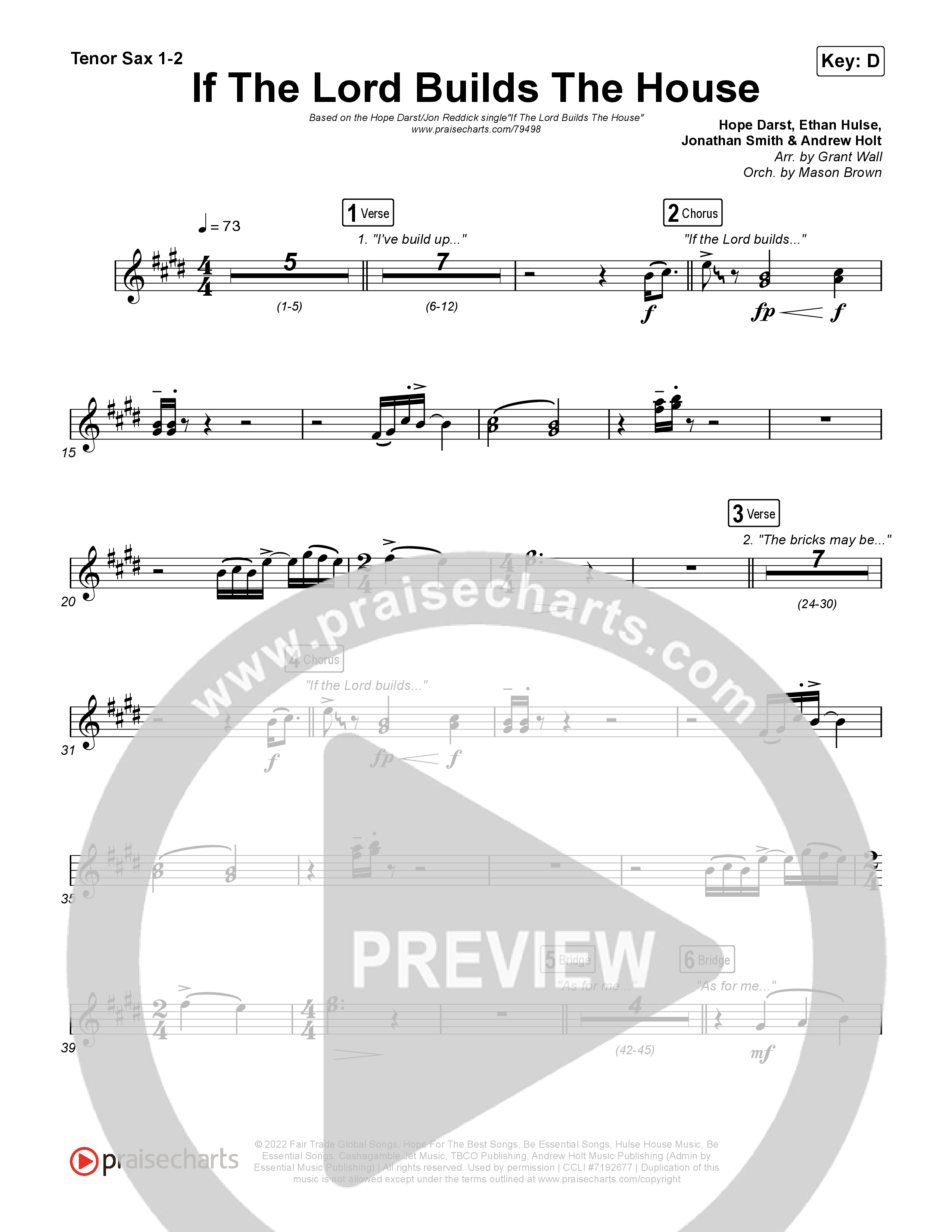 If The Lord Builds The House Sax Pack (Hope Darst / Jon Reddick)