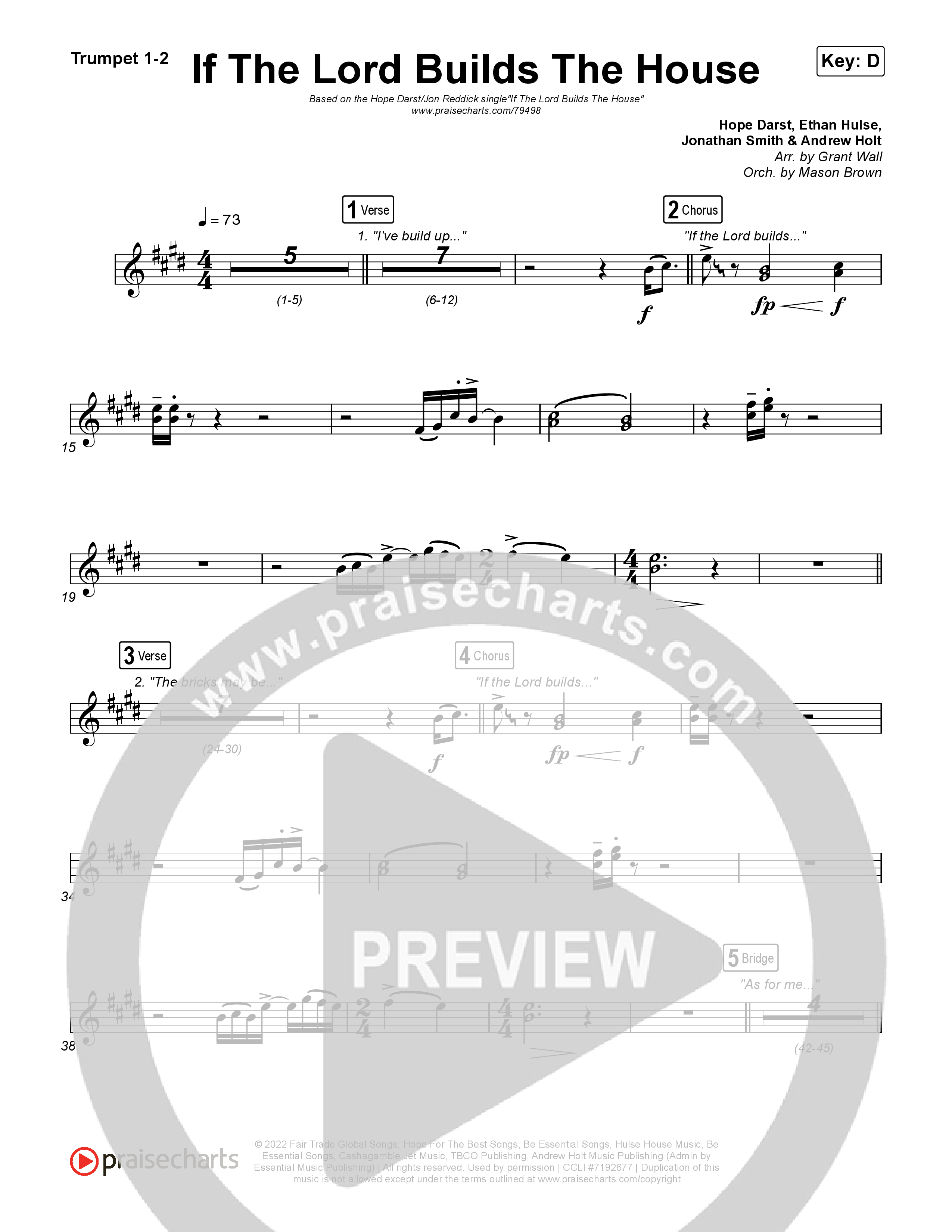 If The Lord Builds The House Trumpet 1,2 (Hope Darst / Jon Reddick)