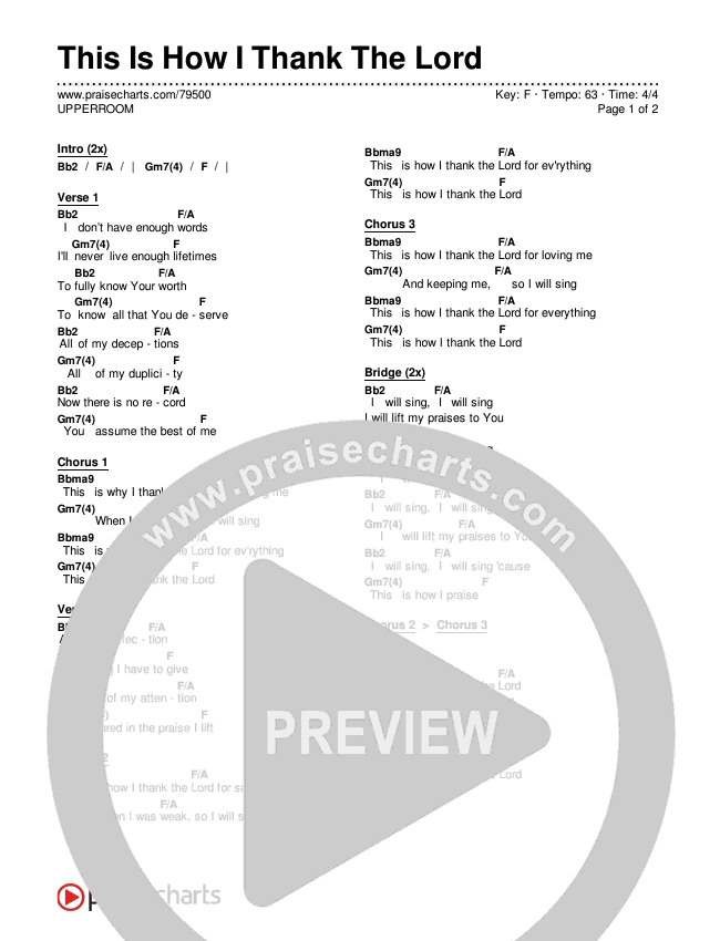 This Is How I Thank The Lord Chords & Lyrics (UPPERROOM)