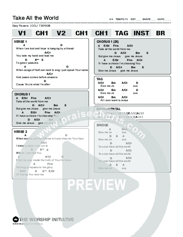 Take The World Chord Chart (Davy Flowers)