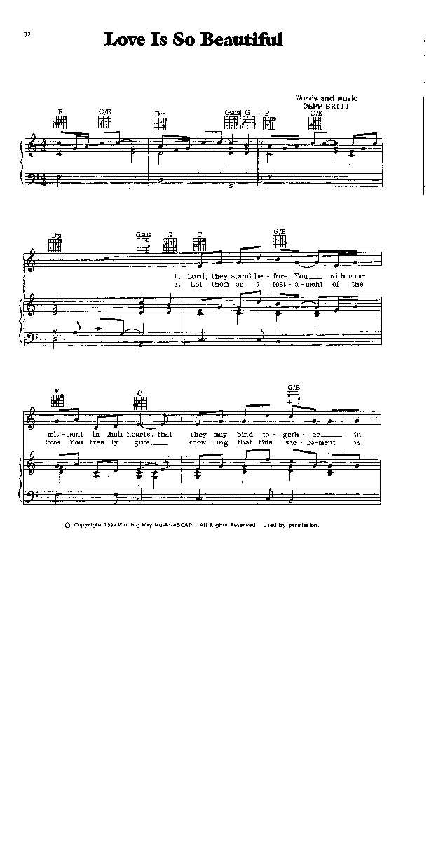 Love Is So Beautiful Lead Sheet ()