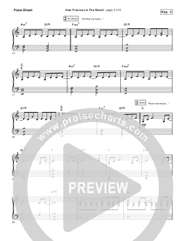 How Precious The Blood (Live) Piano Sheet (Cody Carnes)