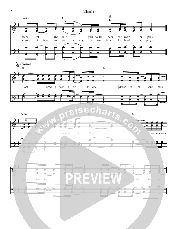 Miracle Lead Sheet (Aaron Crabb / Amanda Crabb)