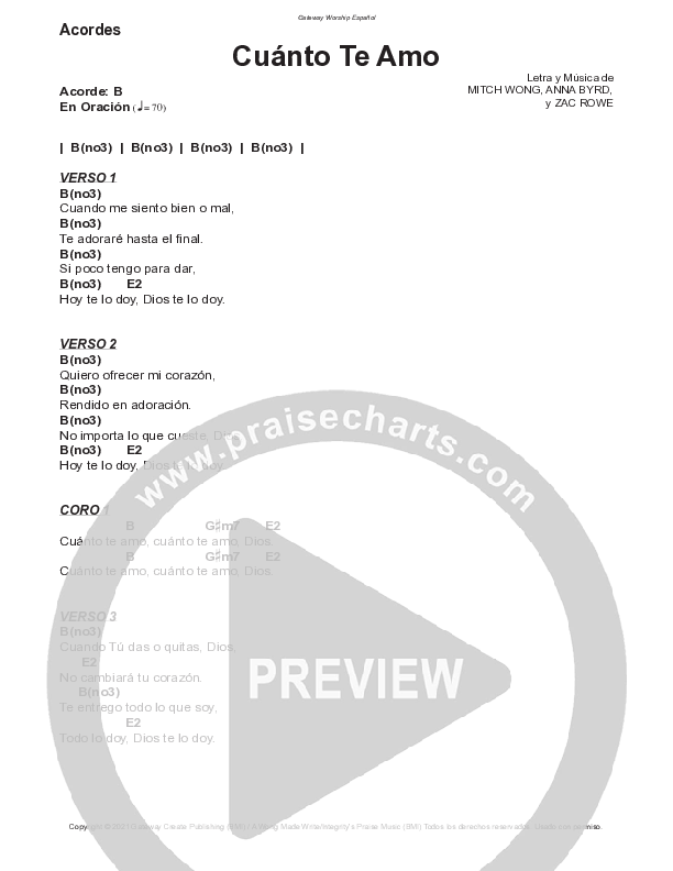 Cuanto Te Amo (Radio) Chord Chart (Armando Sanchez / Gateway Worship Español)