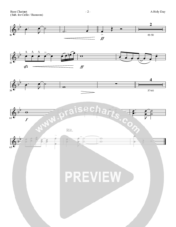 A Holy Day (Choral Anthem SATB) Bass Clarinet (Lillenas Choral / Arr. Mike Speck / Arr. Tim Parton / Orch. Cliff Duren)