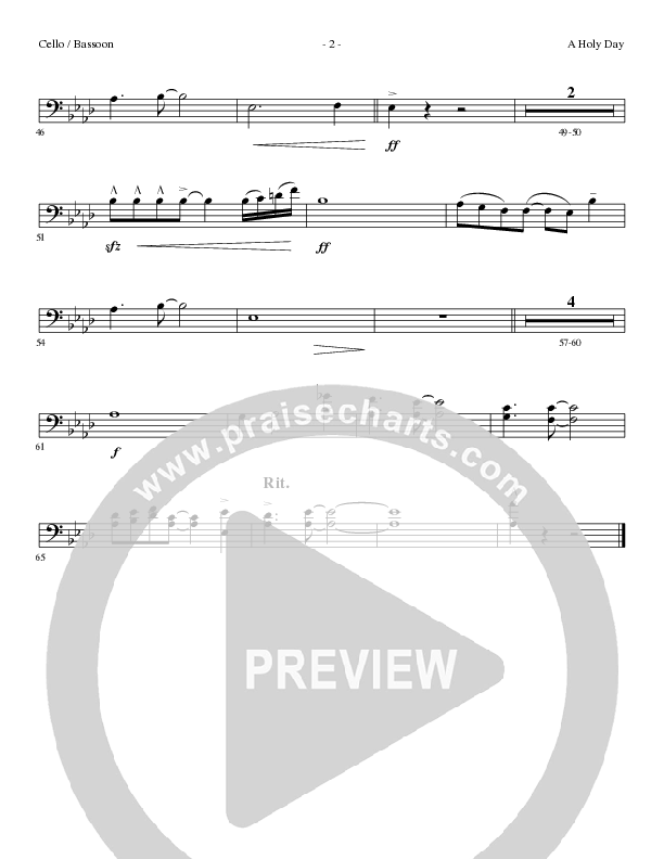 A Holy Day (Choral Anthem SATB) Cello (Lillenas Choral / Arr. Mike Speck / Arr. Tim Parton / Orch. Cliff Duren)
