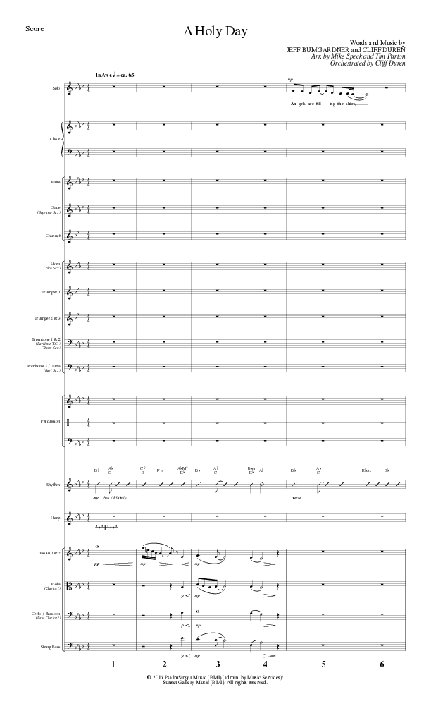 A Holy Day (Choral Anthem SATB) Orchestration (Lillenas Choral / Arr. Mike Speck / Arr. Tim Parton / Orch. Cliff Duren)