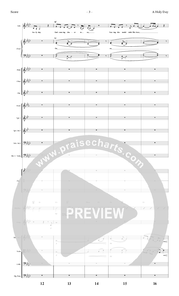 A Holy Day (Choral Anthem SATB) Orchestration (Lillenas Choral / Arr. Mike Speck / Arr. Tim Parton / Orch. Cliff Duren)