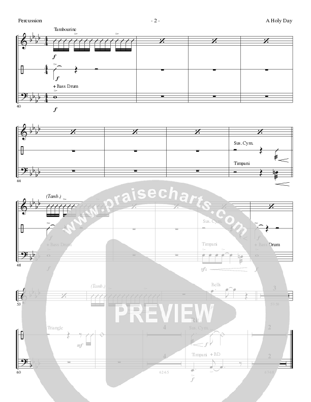 A Holy Day (Choral Anthem SATB) Percussion (Lillenas Choral / Arr. Mike Speck / Arr. Tim Parton / Orch. Cliff Duren)