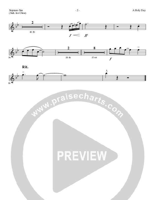 A Holy Day (Choral Anthem SATB) Soprano Sax (Lillenas Choral / Arr. Mike Speck / Arr. Tim Parton / Orch. Cliff Duren)