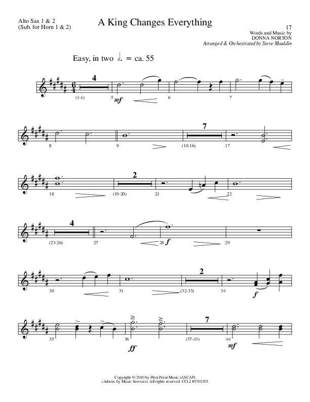 A King Changes Everything (Choral Anthem SATB) Alto Sax 1/2 (Lillenas Choral / Arr. Steve Mauldin)