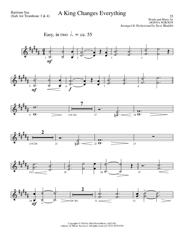 A King Changes Everything (Choral Anthem SATB) Bari Sax (Lillenas Choral / Arr. Steve Mauldin)