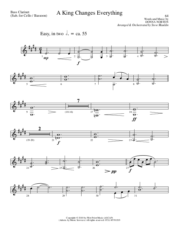 A King Changes Everything (Choral Anthem SATB) Bass Clarinet (Lillenas Choral / Arr. Steve Mauldin)